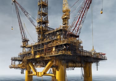 picture of oil rig and cranes