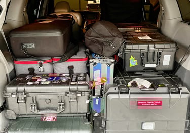 Loaded Production Vehicle with gear, ready to go to film video content