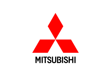 a red and white logo with the letter a in the middle mitsubishi
