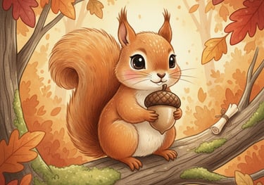 Ema the Squirrel holding acorn