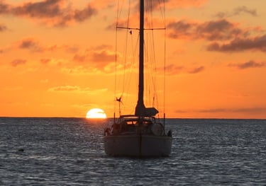 Sunset on board our 70ft yacht in Chuuk Lagoon