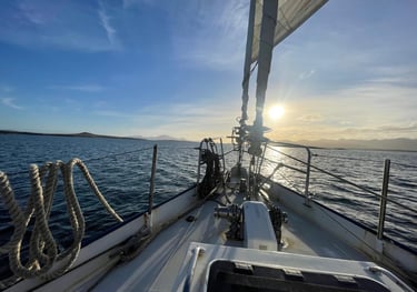 Arriving at sunset in Port Stephens