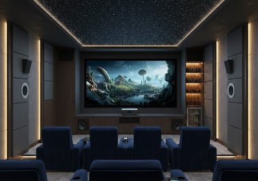 Dedicated home cinema room with Dolby Atmos 7.1.4 surround sound.. Northamptonshire
