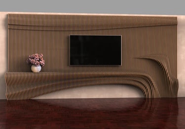 Bespoke media wall featuring an integrated fireplace and 4K display. Buckinghamshire