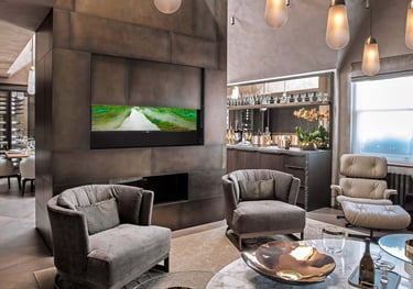 Automated ceiling flip-down TV mount for an invisible tech finish in London