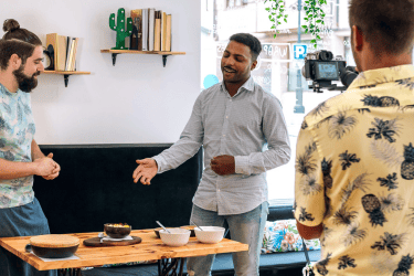 3 men filming a commercial