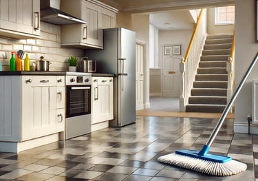mop in the kitchen HMO communal area cleaning task