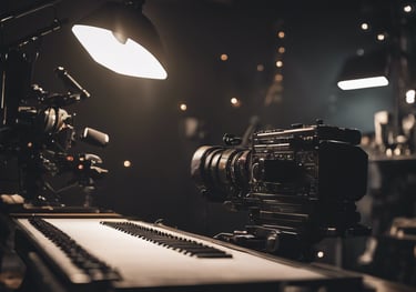 a camera and a video camera in a room