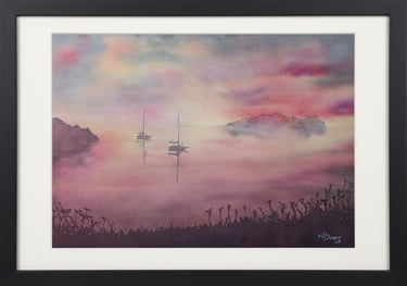 'An Fear Marbh' watercolour painting of one of the Blasket Islands,  off the west coast of Ireland.