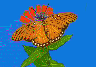digital painting of a butterfly on a flower