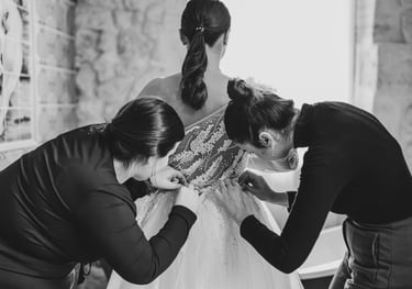 a bridesmaid getting ready to go to her wedding