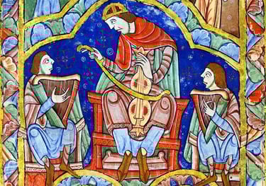 illustration moyen age bardes musiciens