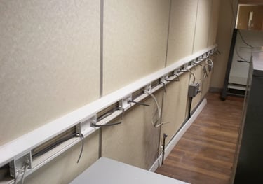 Commercial dado trunking and electrical wiring installation in a Dartford business unit