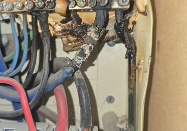 Arcing fault inside consumer unit found during electrical fault finding in Grays