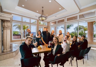 group toasting at Vista Bella Estate
