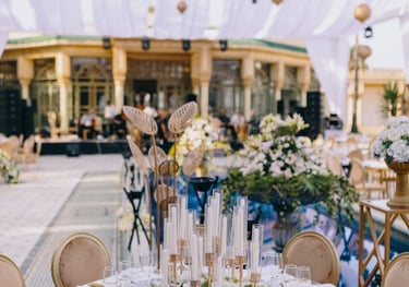 a table setting with a table setting for a wedding