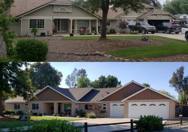 Bfore and after photo of remodeing a ranch style home.