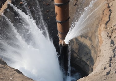 eau jaillissant d'un forage