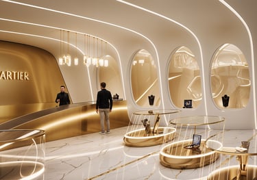 Luxury retail boutique architecture interior for Cartier in downtown Toronto