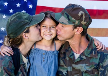 a veteran daughter in between her veteran parents
