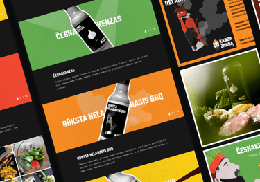 Kanda Žandą projekto mockup'as. RYZHA WEB dizainas su Hostinger Builder, socialinės medijos maketai