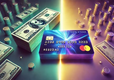 a credit card with a credit card and money