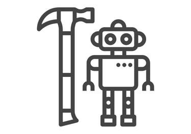 a robot robot with a hammer hammer and a hammer hammer