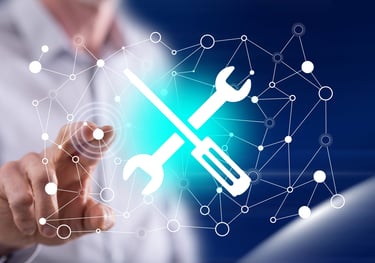 a man holding a wrench with a wrench