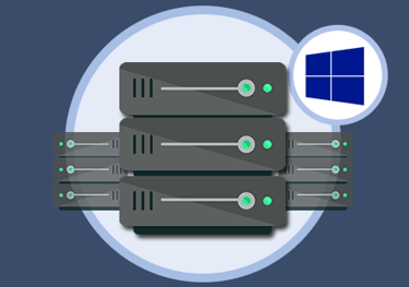 a server server with a blue background and a window with a window in the middle