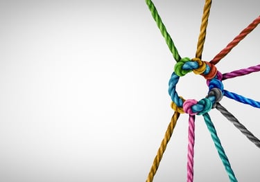 un nodo fatto di corde colorate