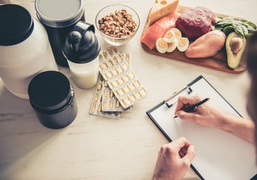 Custom meal plans and nutrition strategy, certified coach creating macro targets, shopping lists