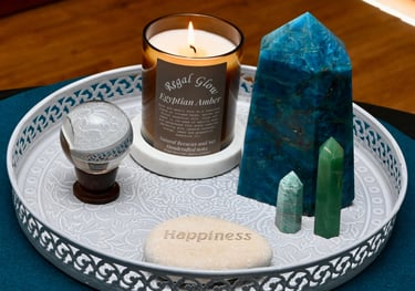 crystals and candle