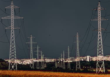a field with power lines