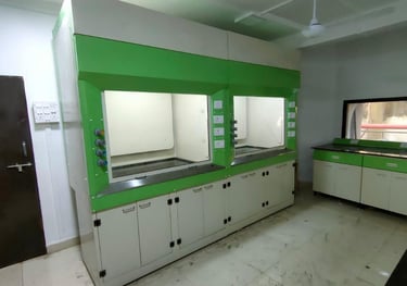 Custom fabricated fume hood for research lab
