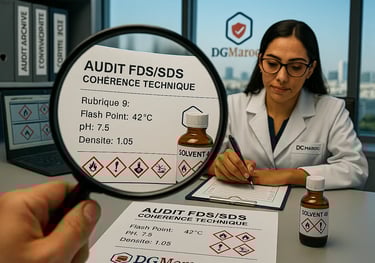 Expertise DG Maroc : audit laboratoire des FDS/SDS et vérification de la cohérence réglementaire ADR