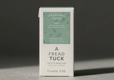 A straight tuck end carton for a premium skincare brand, featuring a minimalist design with sage green and white accents, photographed in a North American / US studio.