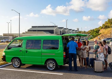 Driver assisting passengers upon their arrival at the airport 