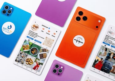 iPhone design business cards UAE: 400gsm matte rounded corners for creators & influencers.