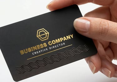 Luxury gold foil matt laminated business cards UAE - Royal brand look.