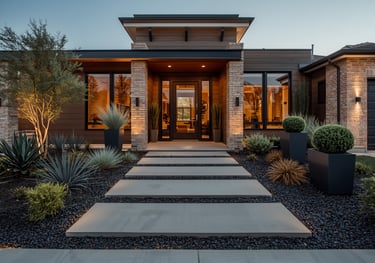 Modern xeriscape front yard