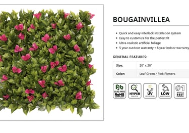 Durable outdoor green wall installed on a brick surface