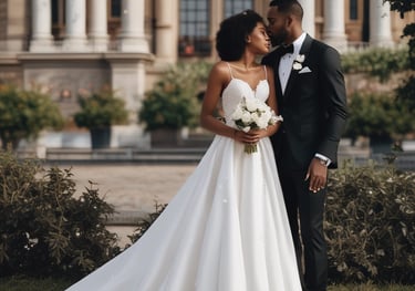 man in black crew neck t-shirt holding white bouquet