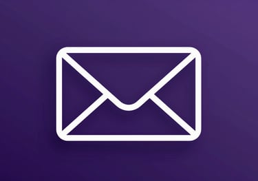 A dark purple envelope icon with clean white lines, minimalist business style.