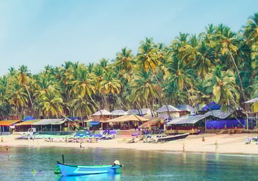 Goa beach with palm trees and coastline popular LTC holiday destination in India