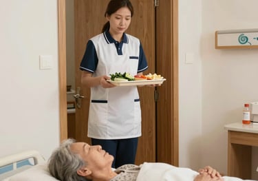 A curved facade covered in white latticework