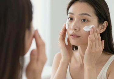 natural morning skincare routine applying cream