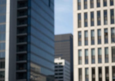 A professional Australian urban backdrop with out-of-focus modern architecture, featuring deep blue and off-white color palette.