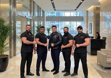Elite team of professional bouncers from NSU India providing VIP security and crowd control.