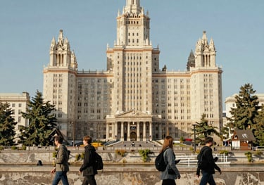 Photography of a charming European university city with historical architecture, International Student / Global Audience walking by a river. Daylight, clear and sharp.