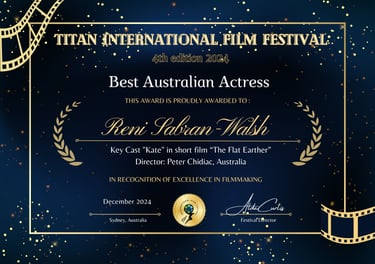 a certificate for a film festival with a film reel and a film reel